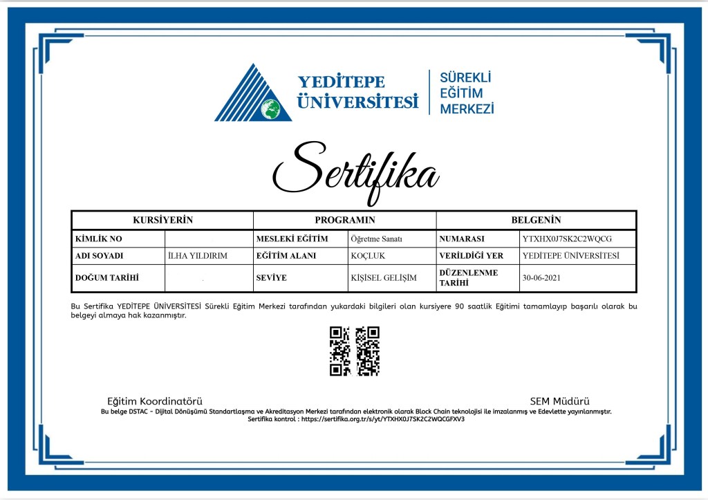 Yeditepe Üniversitesi öğretme sanatı sertifikası