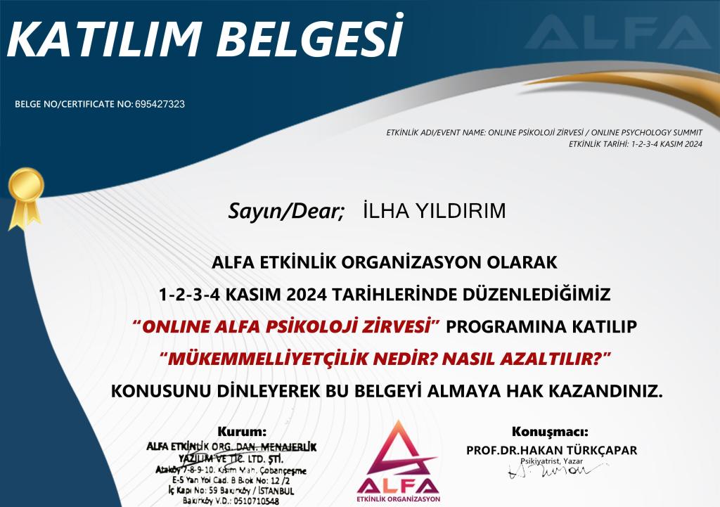 Mükemmeliyetçilik semineri