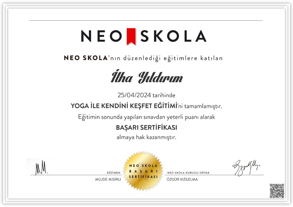 Yoga eğitimi sertifikası